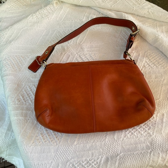 Coach SoHo, Burnt Orange Leather Shoulder Bag EUC, picture 8 shows a tiny dot - Picture 4 of 13